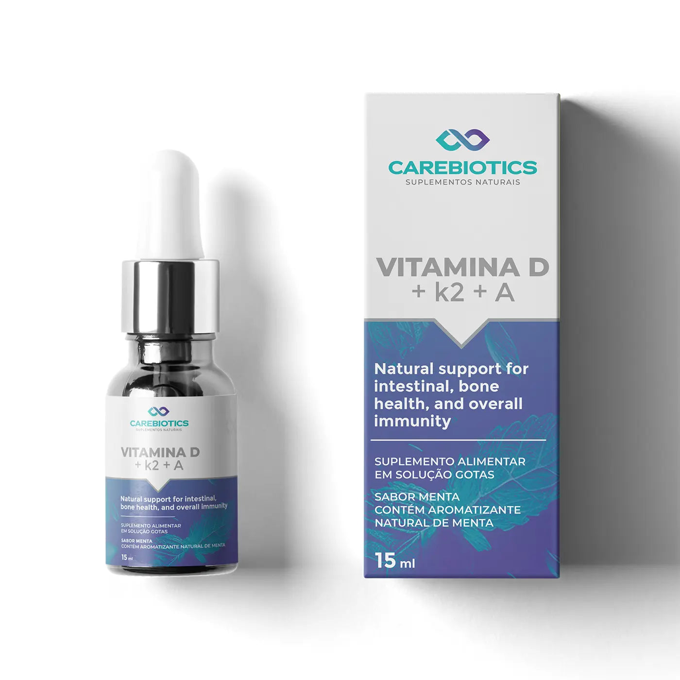 Vitamina D + K2 + A - 15 ml - 60 doses - 60 dias - Carebiotics
