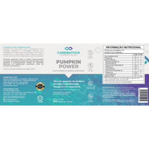 PUMPKIN POWER - Óleo de Semente de Abóbora Concentrado + Ômegas 6 e 9 + Vitamina E